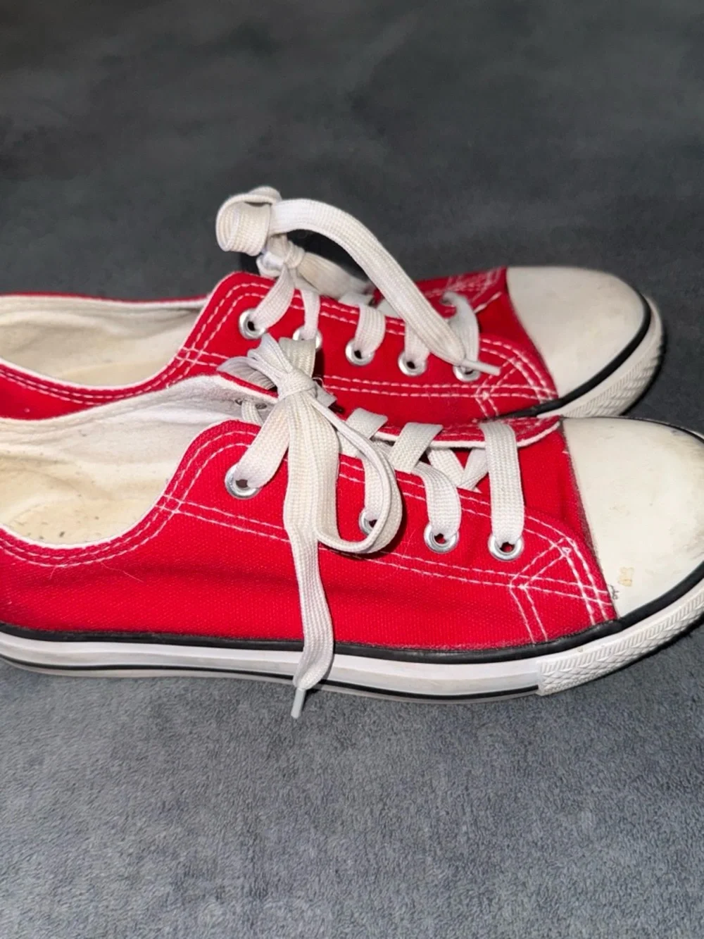 Converse Kids Red Canvas Low-Top Sneakers with White Accents